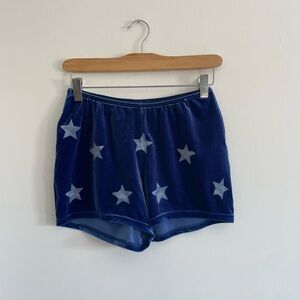 Body Wrappers Navy Velvet Shorts with Silver Stars
